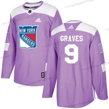 Adidas Herren New York Rangers #9 Adam Graves Authentisch Bekämpft Krebs Strickerei NHL Trikots – Lila