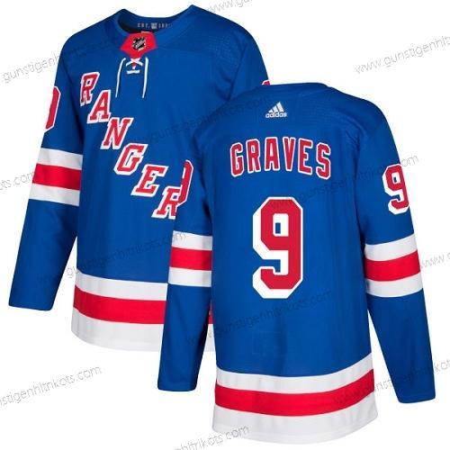 Adidas Herren New York Rangers #9 Adam Graves Royal Heimtrikots Authentisch Strickerei NHL Trikots – Blau