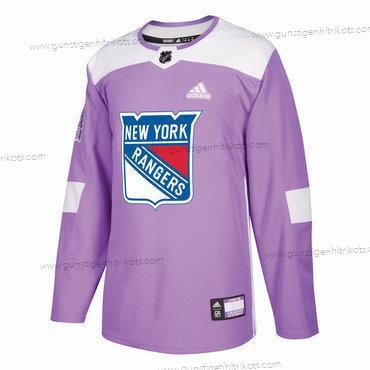 Adidas Herren New York Rangers Personalisiertes Hockey Bekämpft Krebs Praxis Trikots – Lila Rosa