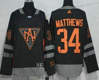 Adidas Herren North Amerika Hockey #34 Auston Matthews 2016 World Cup Of Hockey Strickerei WCH Game Trikots – Schwarz