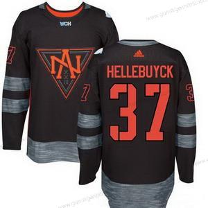 Adidas Herren North Amerika Hockey #37 Connor Hellebuyck 2016 World Cup Of Hockey Strickerei WCH Game Trikots – Schwarz