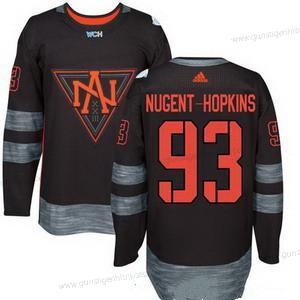 Adidas Herren North Amerika Hockey #93 Ryan Nugent Hopkins 2016 World Cup Of Hockey Strickerei WCH Game Trikots – Schwarz