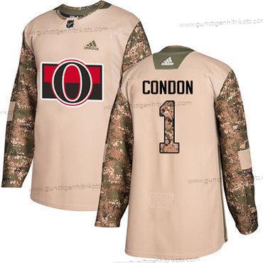 Adidas Herren Ottawa Senators #1 Mike Condon Authentisch 2017 Veterans Day Strickerei NHL Trikots – Tarnfarbe