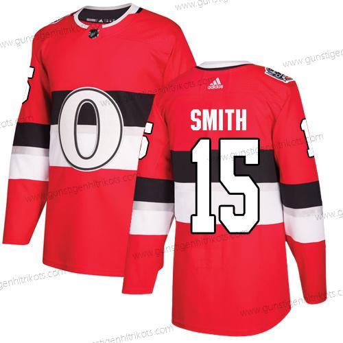 Adidas Herren Ottawa Senators #15 Zack Smith Authentisch 2017 100 Klassisch Strickerei NHL Trikots – Rot