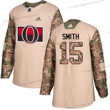 Adidas Herren Ottawa Senators #15 Zack Smith Authentisch 2017 Veterans Day Strickerei NHL Trikots – Tarnfarbe