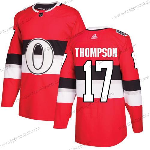 Adidas Herren Ottawa Senators #17 Nate Thompson Authentisch 2017 100 Klassisch Strickerei NHL Trikots – Rot