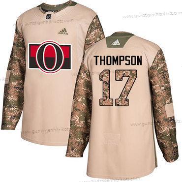 Adidas Herren Ottawa Senators #17 Nate Thompson Authentisch 2017 Veterans Day Strickerei NHL Trikots – Tarnfarbe