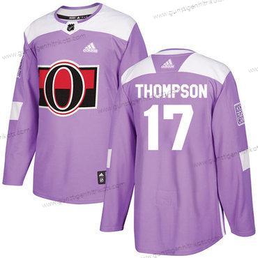 Adidas Herren Ottawa Senators #17 Nate Thompson Authentisch Bekämpft Krebs Strickerei NHL Trikots – Lila