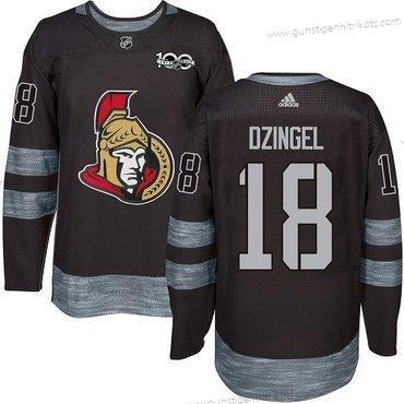 Adidas Herren Ottawa Senators #18 Ryan Dzingel 1917-2017 100th Jahrestag Strickerei NHL Trikots – Schwarz