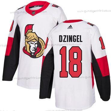 Adidas Herren Ottawa Senators #18 Ryan Dzingel Authentisch Auswärtstrikots NHL Trikots – Weiß