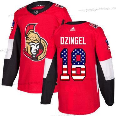 Adidas Herren Ottawa Senators #18 Ryan Dzingel Heimtrikots Authentisch USA Flag Strickerei NHL Trikots – Rot