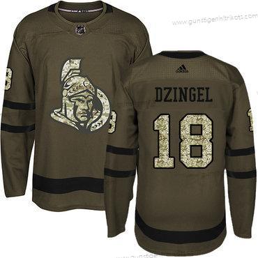 Adidas Herren Ottawa Senators #18 Ryan Dzingel Salute to Service Strickerei NHL Trikots – Grün