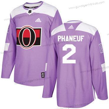 Adidas Herren Ottawa Senators #2 Dion Phaneuf Authentisch Bekämpft Krebs Strickerei NHL Trikots – Lila