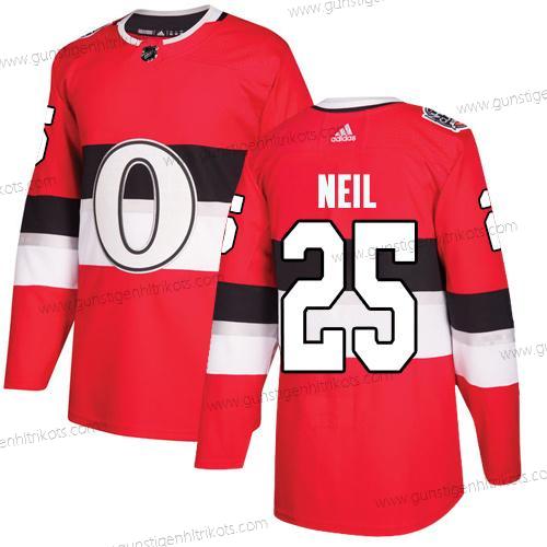 Adidas Herren Ottawa Senators #25 Chris Neil Authentisch 2017 100 Klassisch Strickerei NHL Trikots – Rot