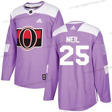 Adidas Herren Ottawa Senators #25 Chris Neil Authentisch Bekämpft Krebs Strickerei NHL Trikots – Lila