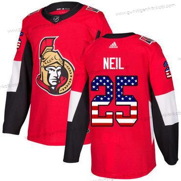 Adidas Herren Ottawa Senators #25 Chris Neil Heimtrikots Authentisch USA Flag Strickerei NHL Trikots – Rot