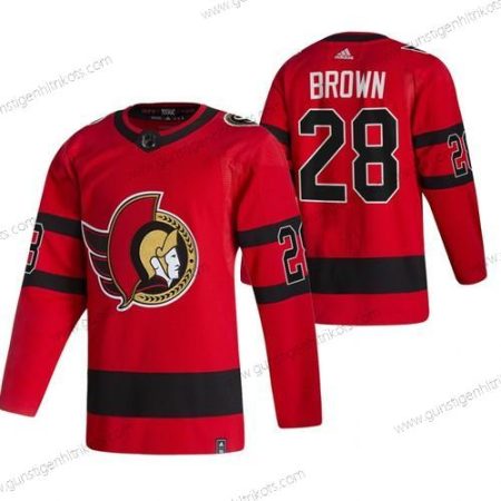 Adidas Herren Ottawa Senators #28 Connor Brown 2020-21 Rückseite Retro ersatzweise NHL Trikots – Rot