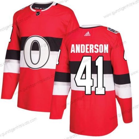 Adidas Herren Ottawa Senators #41 Craig Anderson Authentisch 2017 100 Klassisch Strickerei NHL Trikots – Rot