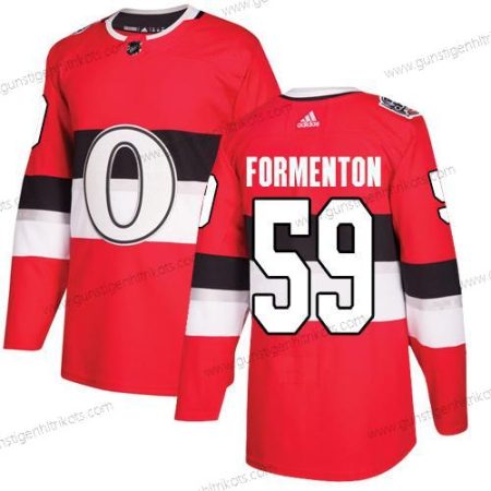 Adidas Herren Ottawa Senators #59 Alex Formenton Authentisch 2017 100 Klassisch Strickerei NHL Trikots – Rot