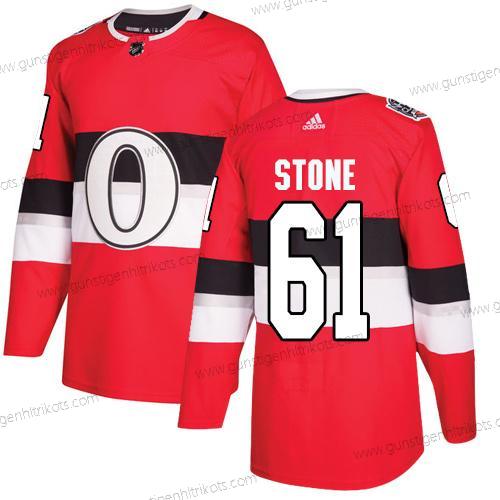 Adidas Herren Ottawa Senators #61 Mark Stone Authentisch 2017 100 Klassisch Strickerei NHL Trikots – Rot