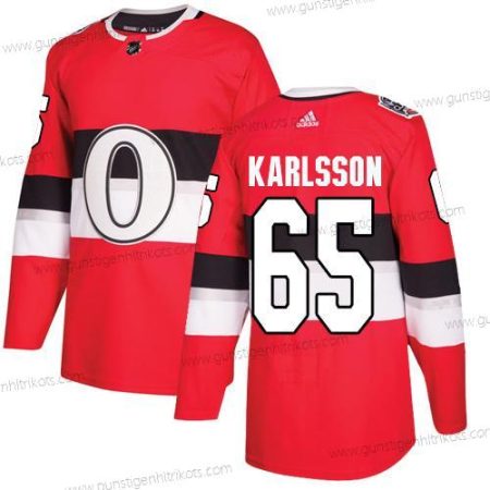 Adidas Herren Ottawa Senators #65 Erik Karlsson Authentisch 2017 100 Klassisch Strickerei NHL Trikots – Rot