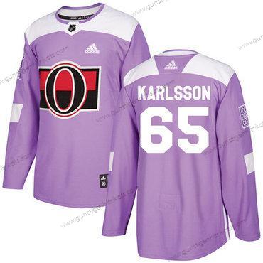 Adidas Herren Ottawa Senators #65 Erik Karlsson Authentisch Bekämpft Krebs Strickerei NHL Trikots – Lila