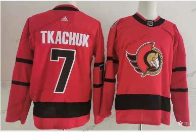 Adidas Herren Ottawa Senators #7 Brady Tkachuk 2020-21 Rückseite Retro ersatzweise NHL Trikots – Rot