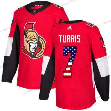 Adidas Herren Ottawa Senators #7 Kyle Turris Heimtrikots Authentisch USA Flag Strickerei NHL Trikots – Rot