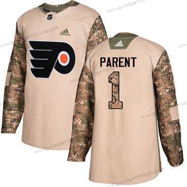 Adidas Herren Philadelphia Flyers #1 Bernie Parent Authentisch 2017 Veterans Day Strickerei NHL Trikots – Tarnfarbe