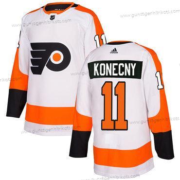 Adidas Herren Philadelphia Flyers #11 Travis Konecny Authentisch Strickerei NHL Trikots – Weiß