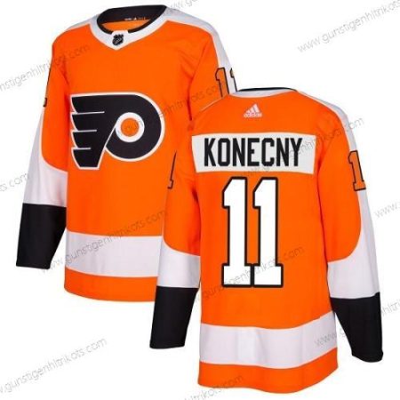 Adidas Herren Philadelphia Flyers #11 Travis Konecny Heimtrikots Authentisch Strickerei NHL Trikots – Orange