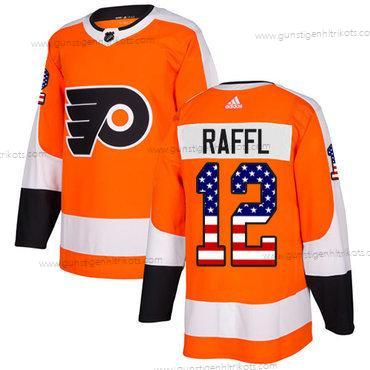 Adidas Herren Philadelphia Flyers #12 Michael Raffl Heimtrikots Authentisch USA Flag Strickerei NHL Trikots – Orange