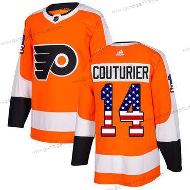 Adidas Herren Philadelphia Flyers #14 Sean Couturier Heimtrikots Authentisch USA Flag Strickerei NHL Trikots – Orange