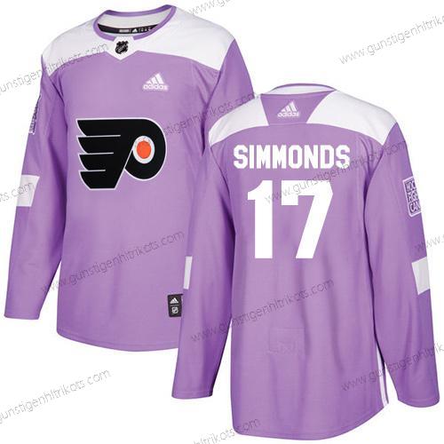 Adidas Herren Philadelphia Flyers #17 Wayne Simmonds Authentisch Bekämpft Krebs Strickerei NHL Trikots – Lila