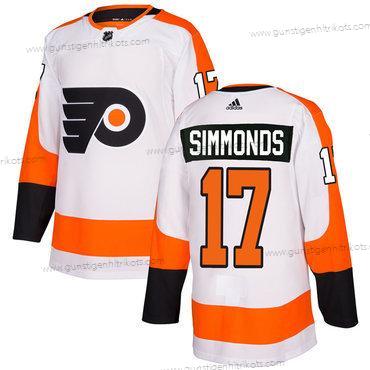 Adidas Herren Philadelphia Flyers #17 Wayne Simmonds Authentisch Strickerei NHL Trikots – Weiß