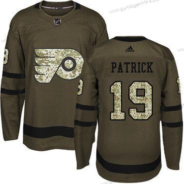 Adidas Herren Philadelphia Flyers #19 Nolan Patrick Salute to Service Strickerei NHL Trikots – Grün