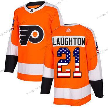 Adidas Herren Philadelphia Flyers #21 Scott Laughton Heimtrikots Authentisch USA Flag Strickerei NHL Trikots – Orange