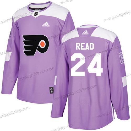 Adidas Herren Philadelphia Flyers #24 Matt Read Authentisch Bekämpft Krebs Strickerei NHL Trikots – Lila