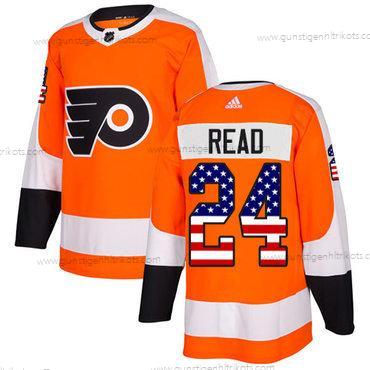 Adidas Herren Philadelphia Flyers #24 Matt Read Heimtrikots Authentisch USA Flag Strickerei NHL Trikots – Orange