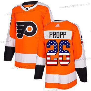 Adidas Herren Philadelphia Flyers #26 Brian Propp Heimtrikots Authentisch USA Flag Strickerei NHL Trikots – Orange