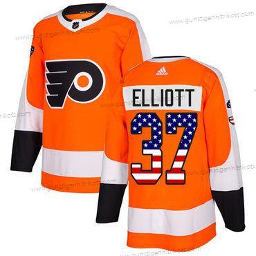 Adidas Herren Philadelphia Flyers #37 Brian Elliott Heimtrikots Authentisch USA Flag Strickerei NHL Trikots – Orange