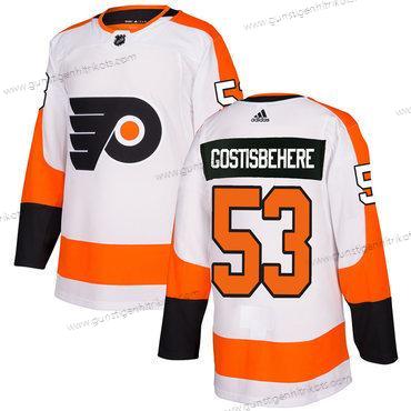 Adidas Herren Philadelphia Flyers #53 Shayne Gostisbehere Authentisch Strickerei NHL Trikots – Weiß