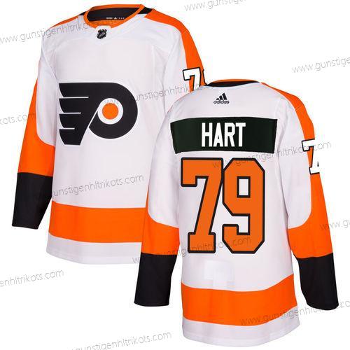 Adidas Herren Philadelphia Flyers #79 Carter Hart Authentisch Strickerei NHL Trikots – Weiß