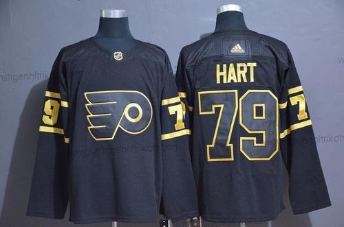 Adidas Herren Philadelphia Flyers #79 Carter Hart Golden Strickerei NHL Trikots – Schwarz