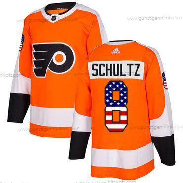 Adidas Herren Philadelphia Flyers #8 Dave Schultz Heimtrikots Authentisch USA Flag Strickerei NHL Trikots – Orange