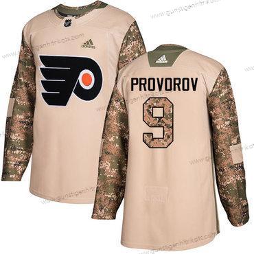 Adidas Herren Philadelphia Flyers #9 Ivan Provorov Authentisch 2017 Veterans Day Strickerei NHL Trikots – Tarnfarbe