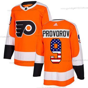 Adidas Herren Philadelphia Flyers #9 Ivan Provorov Heimtrikots Authentisch USA Flag Strickerei NHL Trikots – Orange