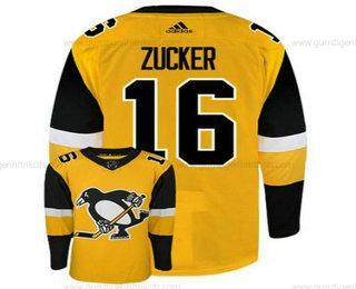 Adidas Herren Pittsburgh Penguins #16 Jason Zucker Strickerei NHL Trikots – Gelb