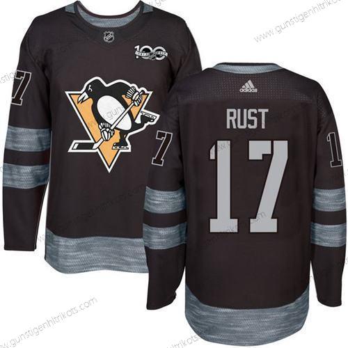 Adidas Herren Pittsburgh Penguins #17 Bryan Rust 100th Jahrestag Strickerei NHL 2017 Hockey Trikots – Schwarz