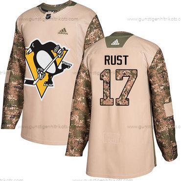 Adidas Herren Pittsburgh Penguins #17 Bryan Rust Authentisch 2017 Veterans Day Strickerei NHL Trikots – Tarnfarbe